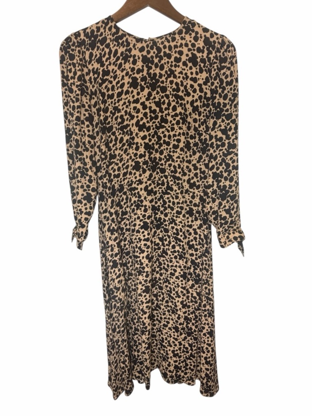 Reformation Leopard Print Midi Dress Size 8 Tan Black Long Sleeve Animal Print - Picture 3 of 7